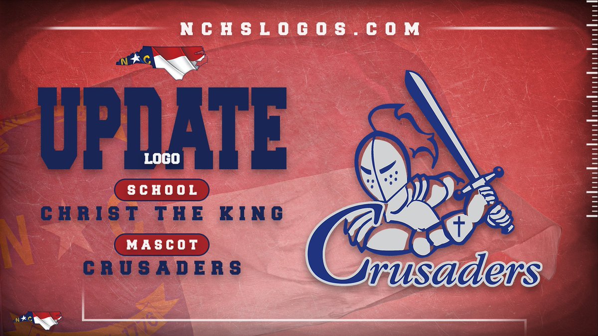 Today's #WeekendUpdate takes us to Mecklenburg County to➕ the Christ The King Crusaders to our #NCHSLogos database 🟦⬜️⚔️ @CTKCrusaders nchslogos.com/christthekingc… #nchsfb #nchshoops