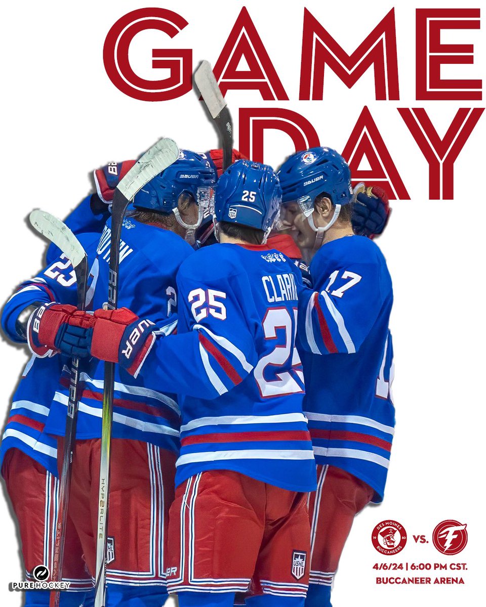 GAME DAY! It’s our last home game of the season be sure to come and support the Bucs!!! 🏒 Des Moines Buccaneers 🆚 Fargo Force 🕖 6:00 p.m. CT 📍 Buccaneer Arena // Urbandale, IA 📺 Watch FloHockey ($) flohockey.tv/teams/7940566-… #gethooked