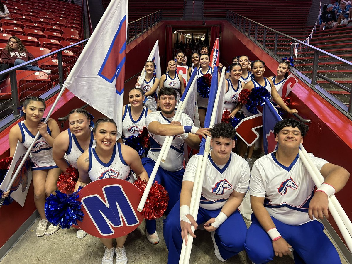 Here is the West Mesa High School Cheer squad before performing at the 2024 Life Of An Athlete State Spirit Championships presented by the New Mexico Department of Transportation. @NMDOT