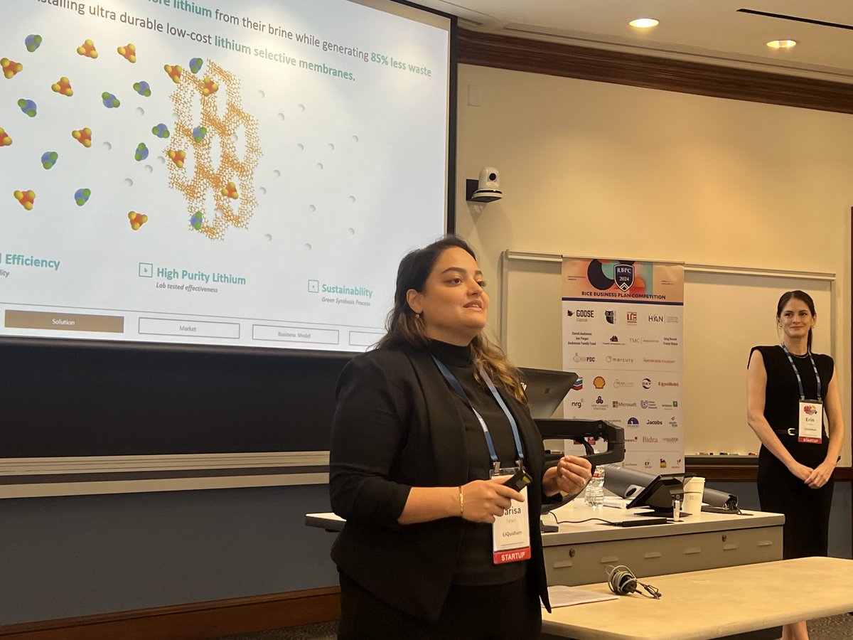 shaffer_lab's tweet image. Congratulations LiQuidium for advancing to the semifinal round of the @RBPC ! Co-founders @ErinSPicton and @Pari3a_Taheri wowed the judges with their business pitch for membrane-based direct lithium extraction. 🤩 Best of luck to all of the teams! @UHEngineering @uhoustonenergy