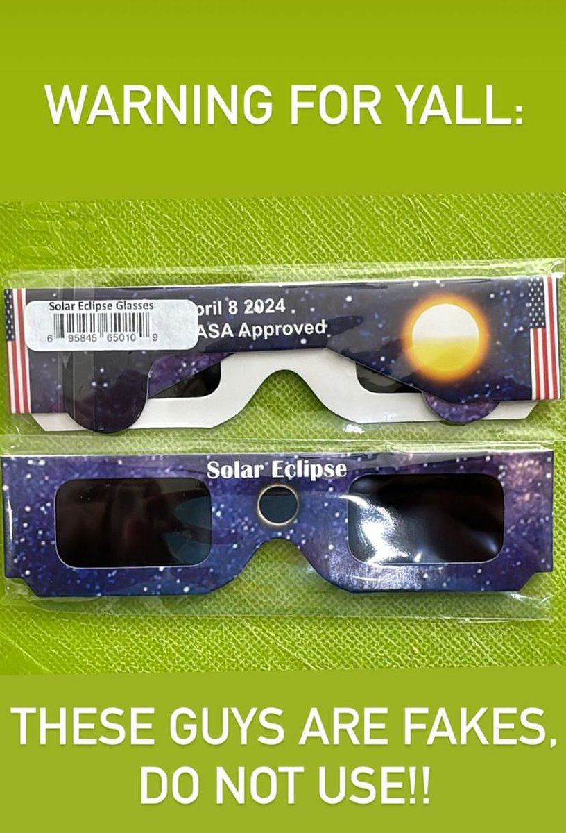 Canadian Tire is selling eclipse glasses which are not safe. Please be careful when buying them (anywhere). 

Also, “<a href="/NASA/">NASA</a> approved”? 😆😆 sure buddy.