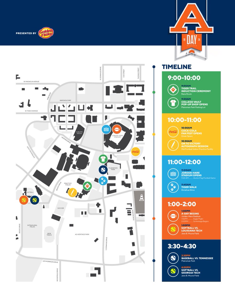 Here’s your 𝗔-𝗗𝗔𝗬 𝗦𝗔𝗧𝗨𝗥𝗗𝗔𝗬 map + timeline ⤵️ #WarEagle