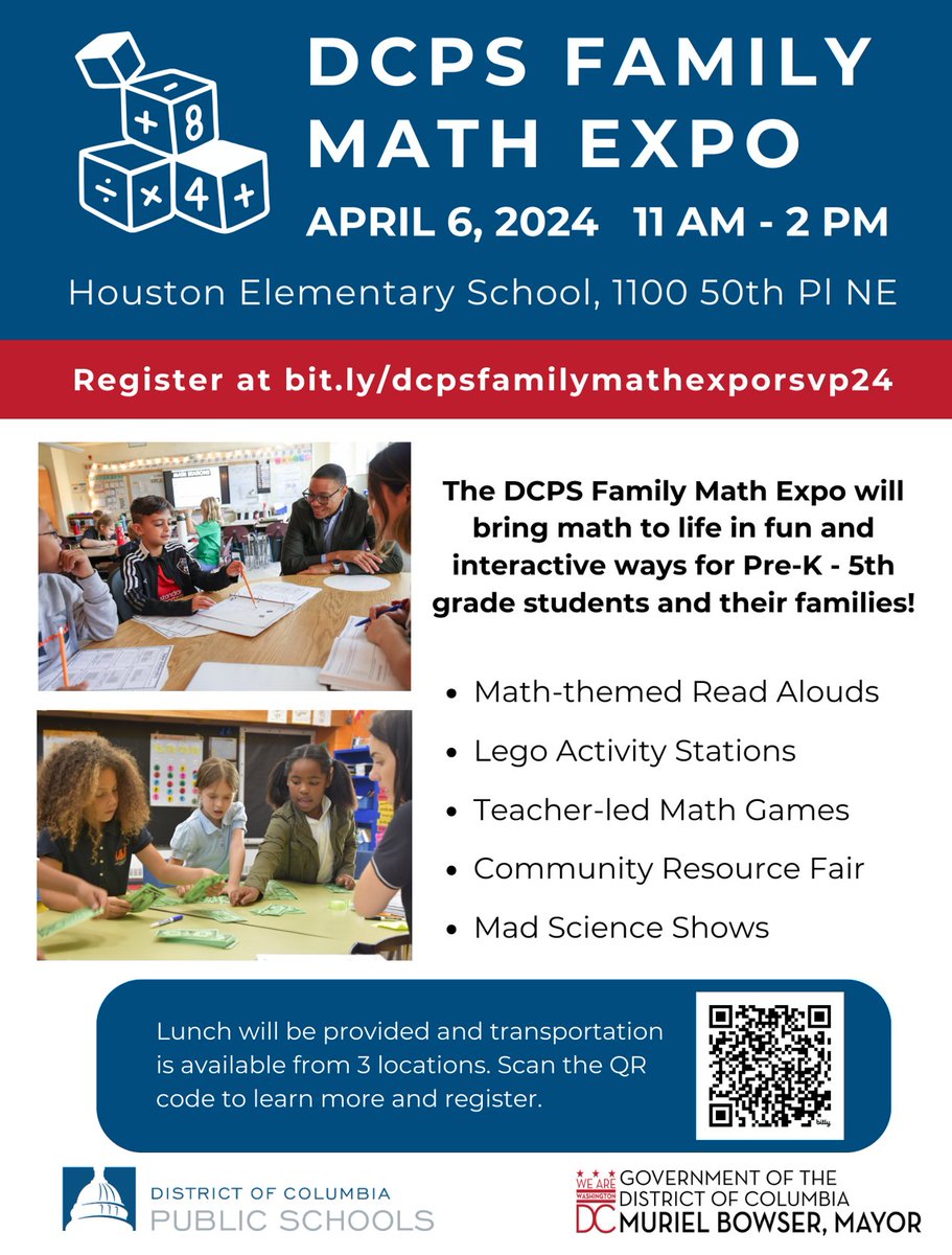 Heading over to <a href="/dcpublicschools/">DC Public Schools</a> Family Math Expo (11AM - 2PM) at <a href="/CHHouston_ES/">Houston Elementary School</a> #Deanwood #Ward7 <a href="/ANC7C/">ANC7C</a> @DeanwoodDCA <a href="/DCPS_Community/">DCPS Community Action Team (CAT)</a> <a href="/FODeanwoodRec/">Friends of Deanwood Recreation</a> <a href="/DeanwoodFriends/">Friends Of Deanwood Library</a> <a href="/DCMOCRS/">DC MOCRS</a>