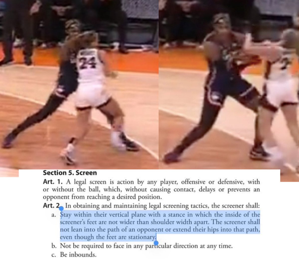 Honestly, I can't believe this call is even being debated. If the refs DON'T call this, and Paige winds up hitting a game winning shot coming off of a grossly illegal screen, guess what- the refs would have played a major role in determining the outcome of the game.