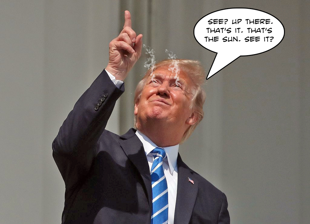 TheHausWorking's tweet photo. Your Maga Eclipse PSA: You CAN stare at it.
Don’t believe the fake news and fake safety glasses grifters! Take it from me, your favorite president, more popular than... Lincoln... Enjoy the eclipse!
#EclipseHoax #LookAtIt #Eclipse2024 #SolarEclipse2024 https://t.co/wG5yc7lmz8