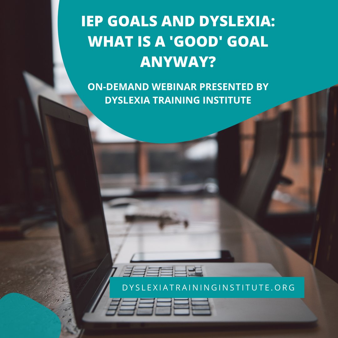 Understanding IEP goals is so important when you're advocating for a student with dyslexia. This webinar helps you understand how to write a good goal and what to look for in the goals your child already has. Find it here: dyslexiatraininginstitute.org/goals-and-dysl…