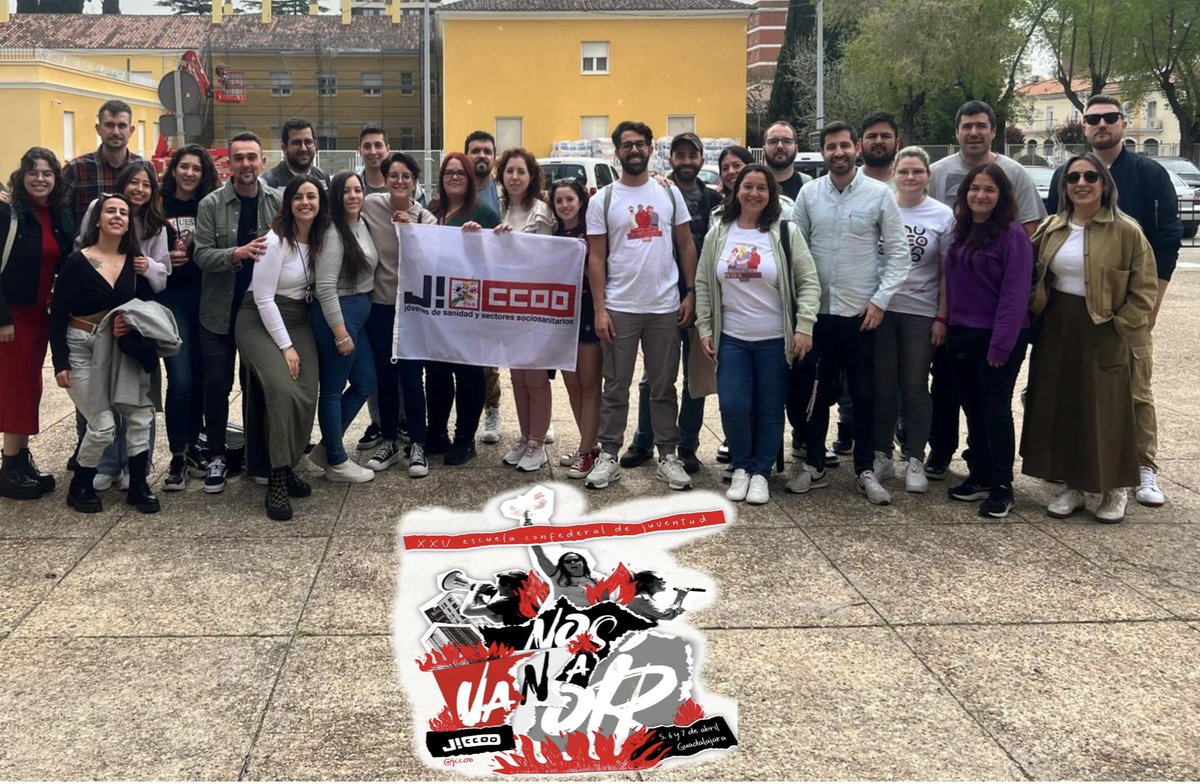 jovenesfssccoo's tweet photo. Continuamos con el segundo día en la Escuela de @JovenesCCOO hablando de fiscalidad, ecologismo y transición justa 🌏, extrema derecha y vivienda🏚️
Foto: delegación de sanidad y sectores sociosanitarios. #Nosvanaoír https://t.co/rYFwDyMnaf