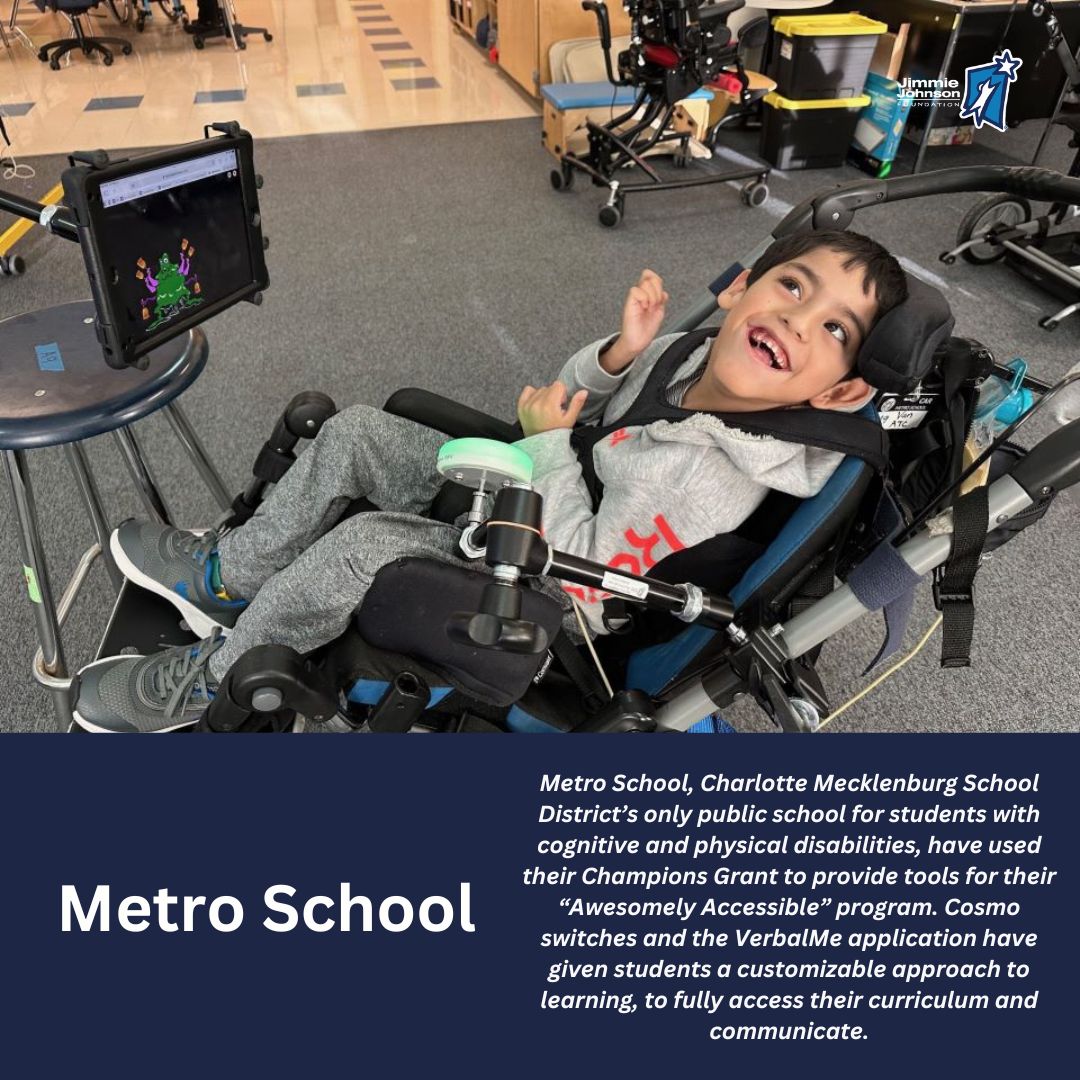 Metro School is using their Champions Grant to make education “Awesomely Accessible!” They purchased Cosmo switches and the VerbalMe app, which have provided students a customized and accessible approach to learning and better access to class materials! #ChampionsGrantJJF