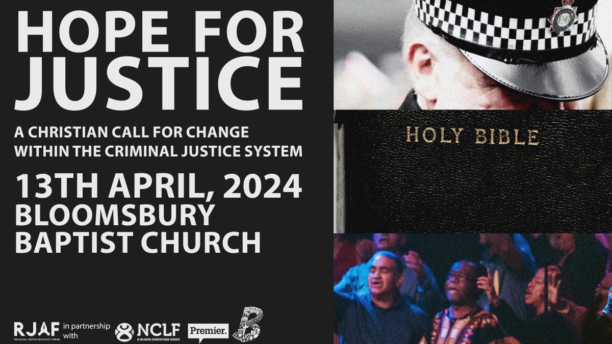 ‘Hope for Justice’ an @RJAF Conference Sat, 13 Apr 11:00 - 16:00 Bloomsbury Central Baptist Church Register at: ow.ly/Tbf450QLszH In partnership with @NCLFNEWS @Christianitymag @BloomsburyCBC