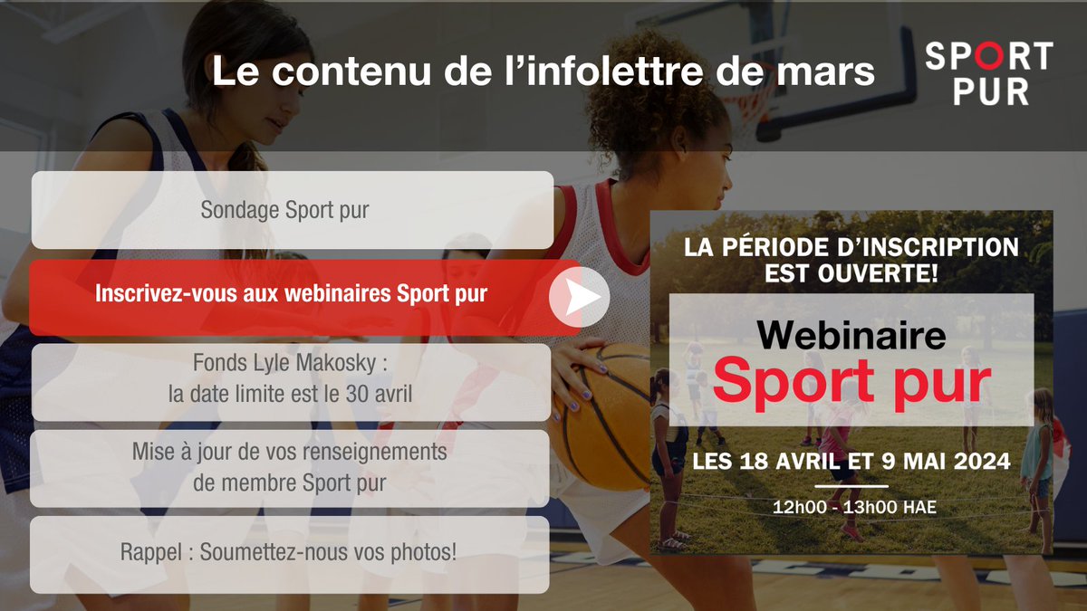 #Rappel : Le CCES (@EthicsInSPORT) et @sportlawca coprésentent une série de deux webinaires Sport pur. Pour en savoir plus et vous inscrire, consultez l’Infolettre Sport pur de mars : mailchi.mp/truesportpur/m…