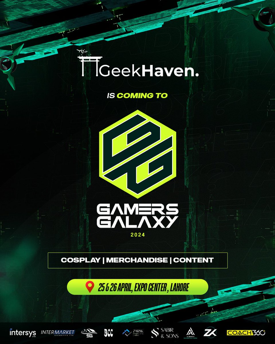 TO THE LAHORI COMMUNITY ‼️ ⛩️ Geek Haven is BEYOND excited to announce that we will be a part of Gamers Galaxy Pakistan, the BIGGEST Esports event in Pakistan 💥🇵🇰 ✨ To the countless DMs we've received from the Lahore pop-culture community over the years, this is for you ❤️