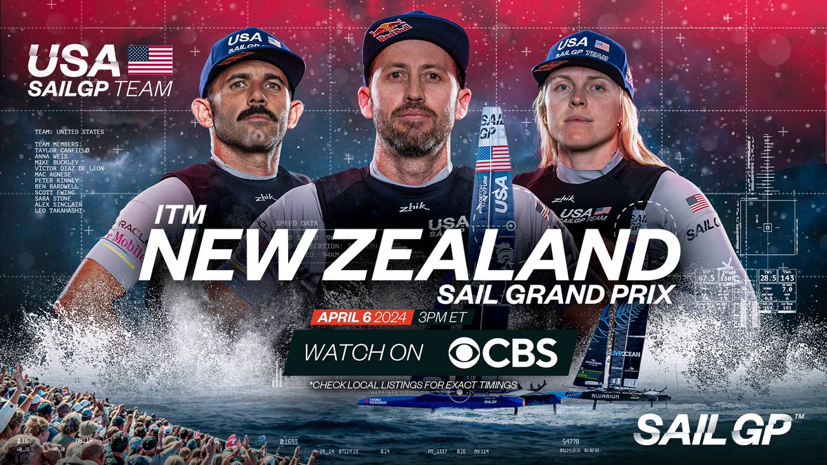 Let’s Go Sailing ⛵️ Watch the ITM New Zealand Sail Grand Prix on CBS today at 3 PM ET 👀