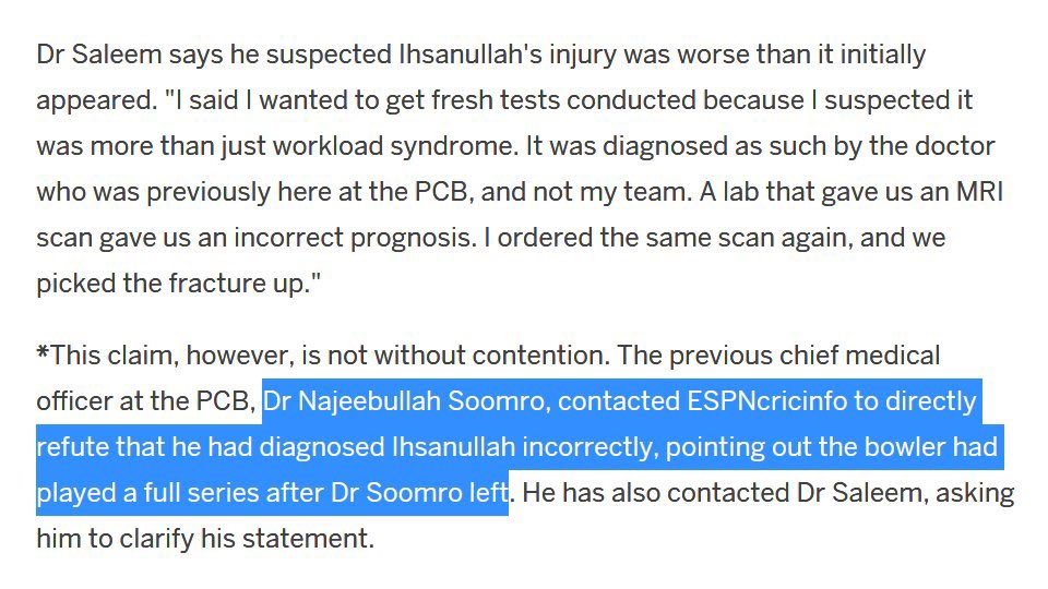 Dr Sohail Saleem may just be the worst PCB employee of all time. Staggering levels of incompetence & the abject shamelessness to blame the previous CMO despite knowing he’s at fault.