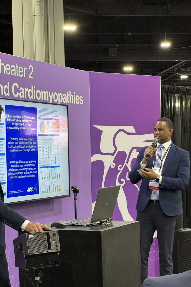 Starting Day 1 at #ACC24, Quentin R. Youmans, MD, MSc (@QuentinYoumans), moderated a poster presentation session focused on #HeartTransplant procedures including various cost  models, the patient use of crowdfunding websites like #GoFundMe to afford the procedure,…