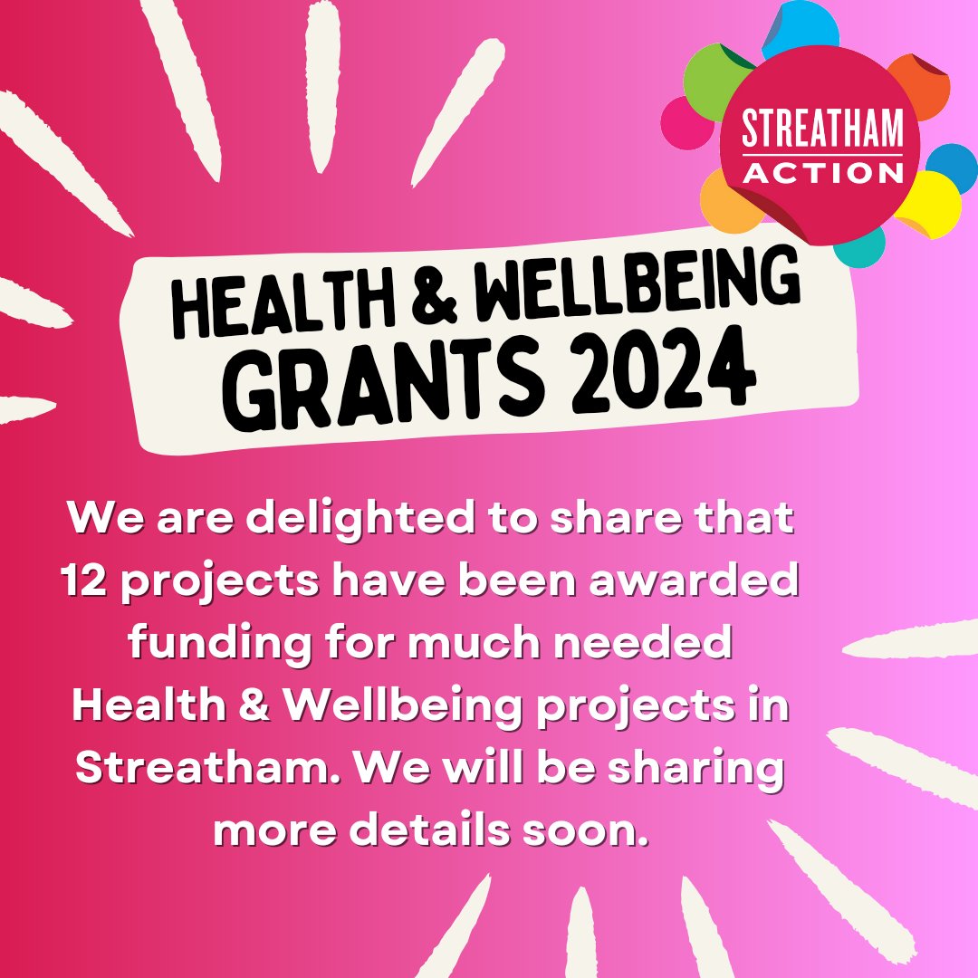 We are delighted to share that 12 projects have been awarded funding for much needed Health & Wellbeing projects in Streatham. We will be sharing more details soon.