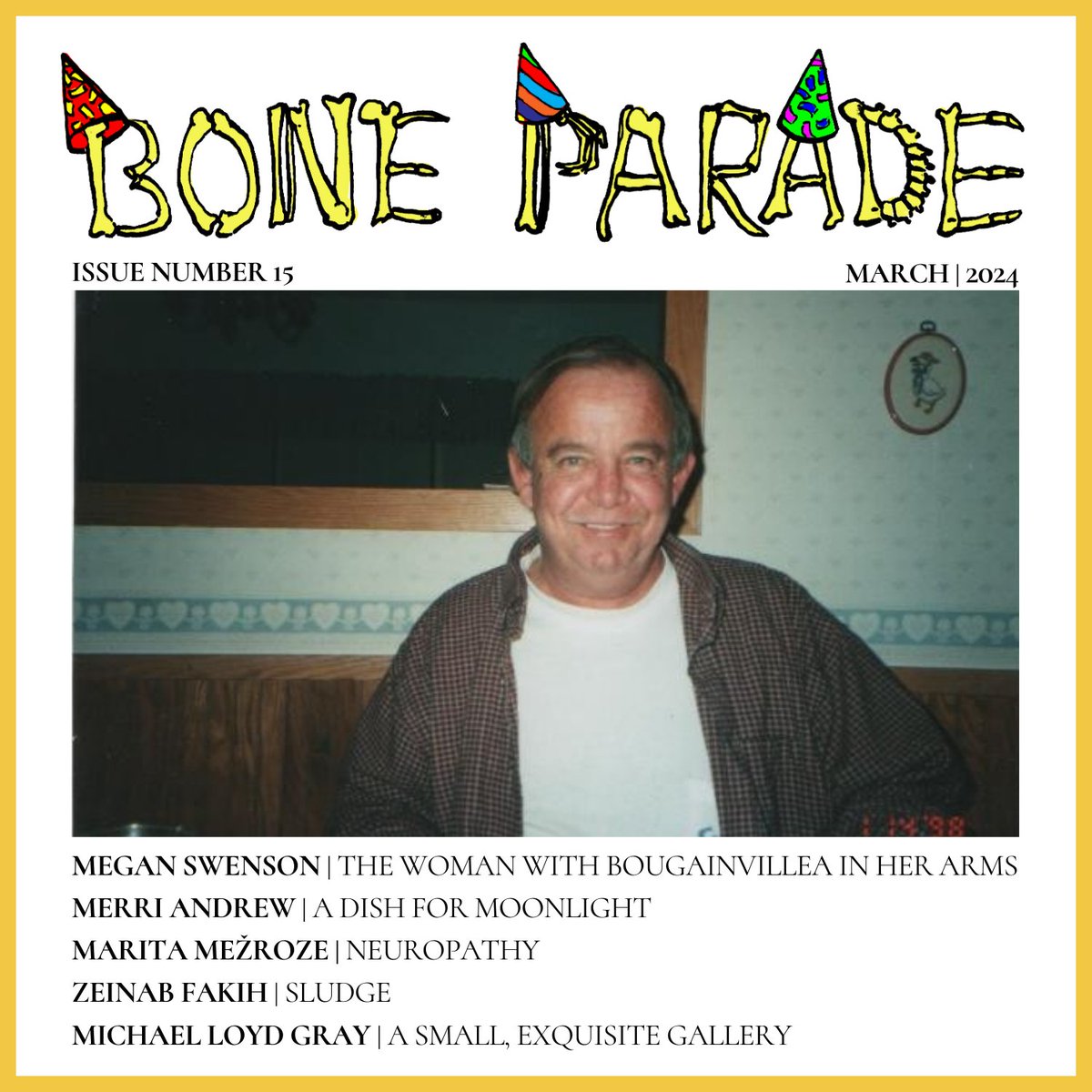 Hi friends! We're delighted to share the 15th issue of Bone Parade with you: boneparade.com This issue features five fabulous stories. #LitMag, #FlashFiction #MagicalRealism, #ShortStory #GenreBending, #CrossGenre, #Speculative #Fiction