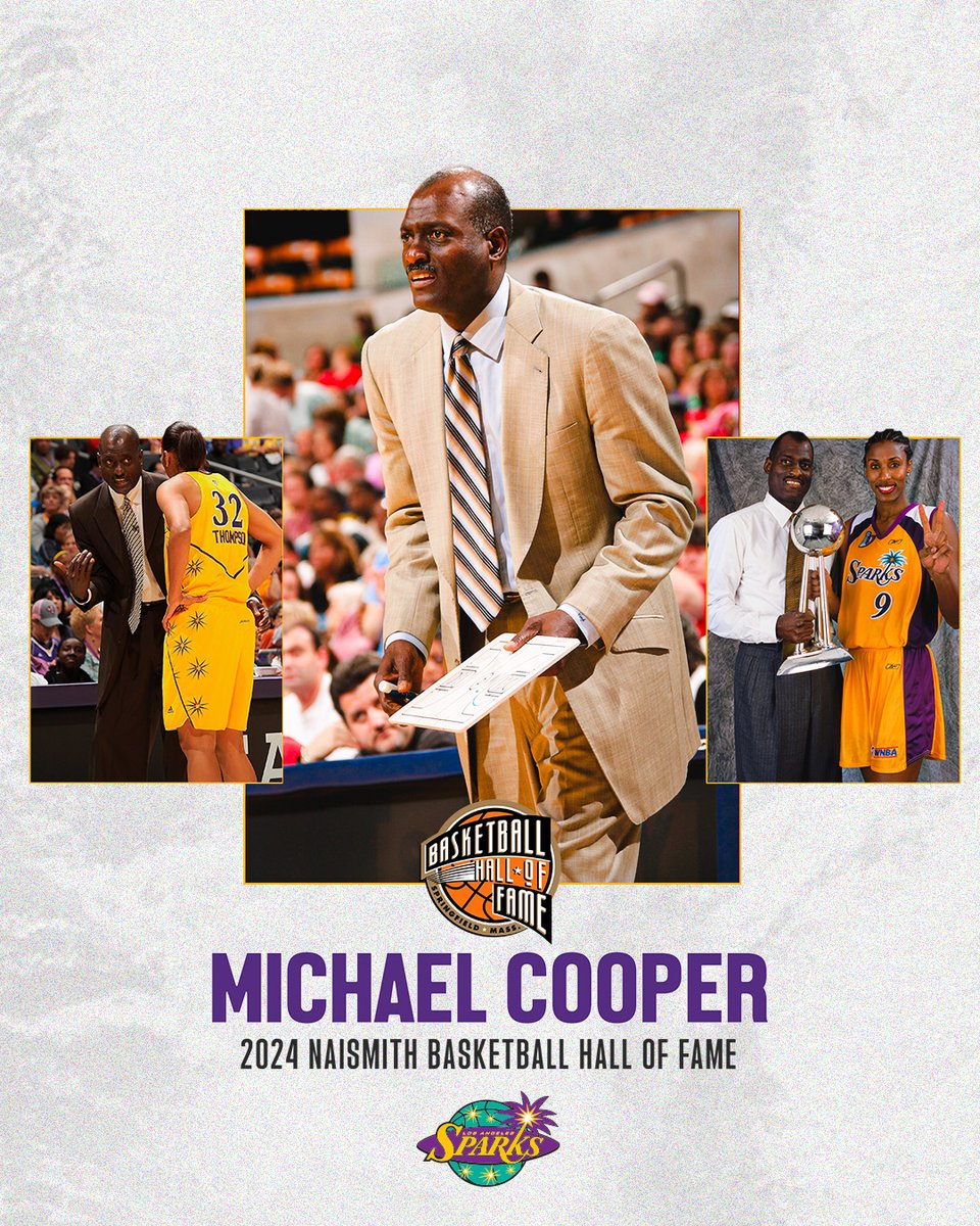 He's in! 🙌 Congrats to former Sparks head coach & 2x @WNBA Champion & @Lakers legend @ShowtimeCooper on being inducted into the 2024 @Hoophall!