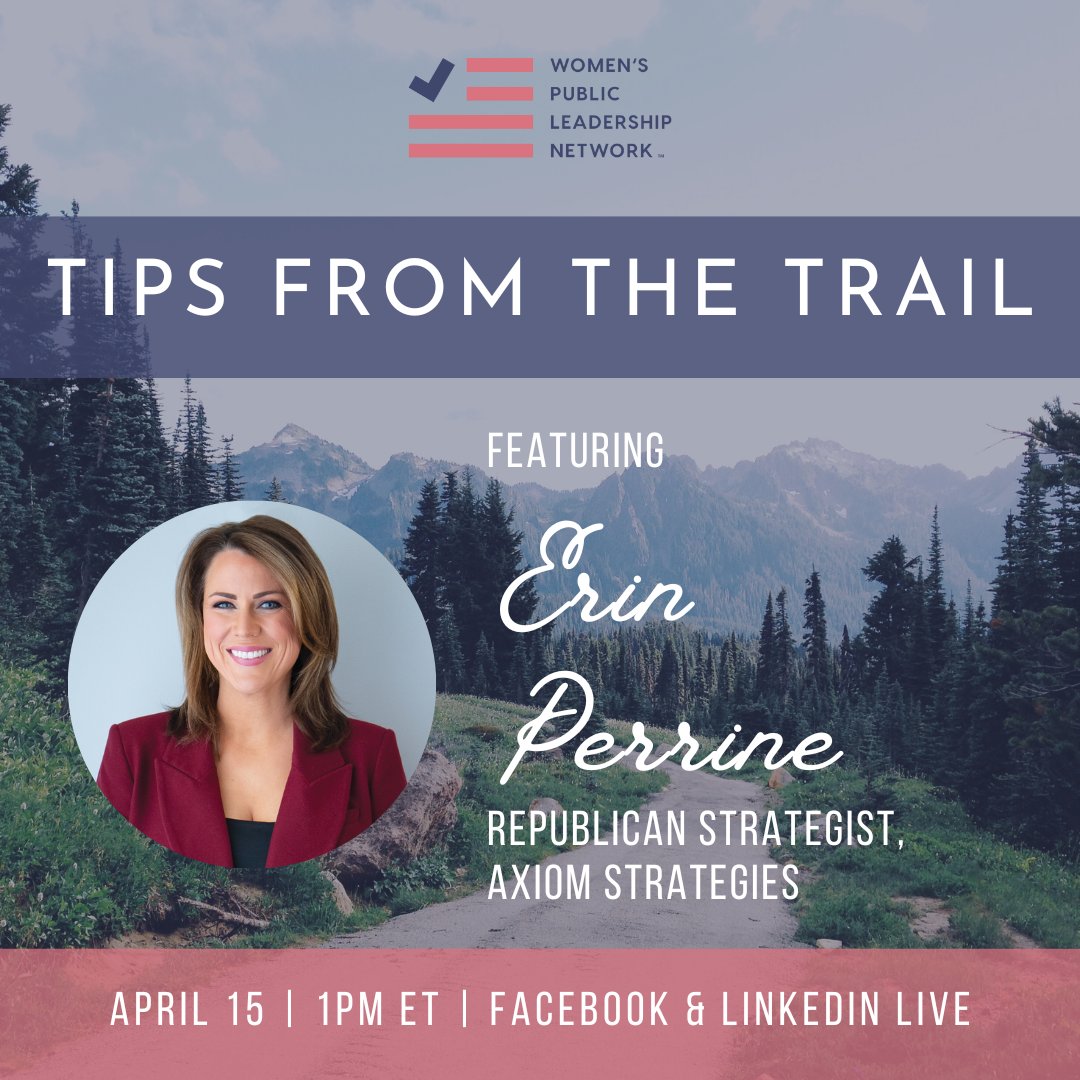 Save the date 📆 Our next #TipsFromTheTrail is Monday 4/15 with Republican strategist @ErinMPerrine of @AxiomStrategies! WPLN Fellow Stephania Fulleda will interview Erin about her career in communications on presidential and congressional campaigns. 🔗: hubs.la/Q02s0sp20
