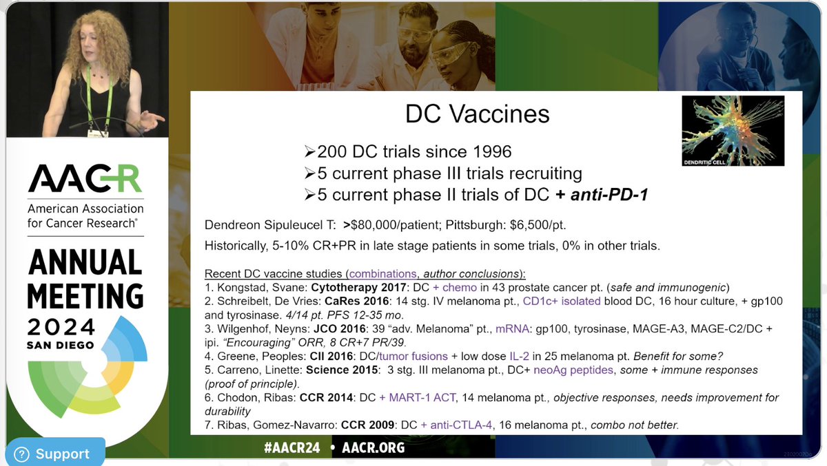 #AACR2024 Dr. Lisa Butterfield Dendritic cell vaccines A quick intro with some history on dedritic cell vaccines. #CancerVaccines