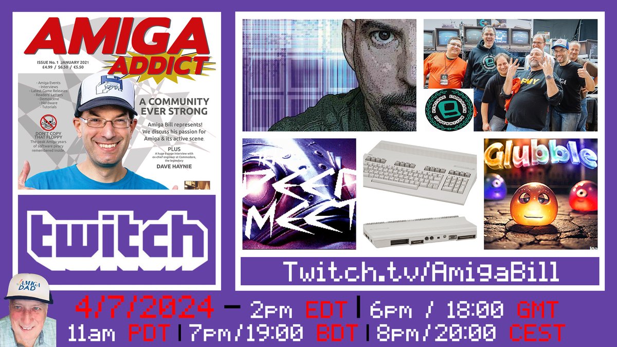 Live Stream Tomorrow Sunday Funday April 7, 2024 - 2pm EDT/6pm GMT/7pm BDT/8pm CEST. Guest @BilHerd Commodore Engineer Talks VCF East & Commodore, Amiga News, Games, Demos & More! #commodore #c64 #commodoreamiga #retrogaming #retrogamer #AmigaBill LINK: twitch.tv/amigabill/