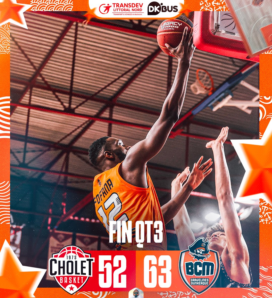 BCMBasket's tweet photo. #CHOBCM | ๐๐๐ก ๐ค๐ง๐ฏ ๐งก
Grosse fin de quart-temps de nos Maritimes qui conservent cet avantage de 11 points ! ๐๐ป
#TousBCM #BetclicELITE https://t.co/oYBo5B7pNJ