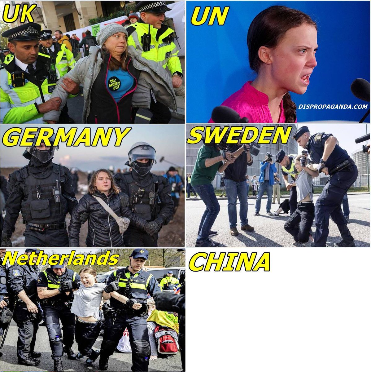 Climate clown and hacktivist Greta Thunberg was detained by Dutch police during a protest in The Hague. The Netherlands is responsible for 0.46% of global CO2 emissions.