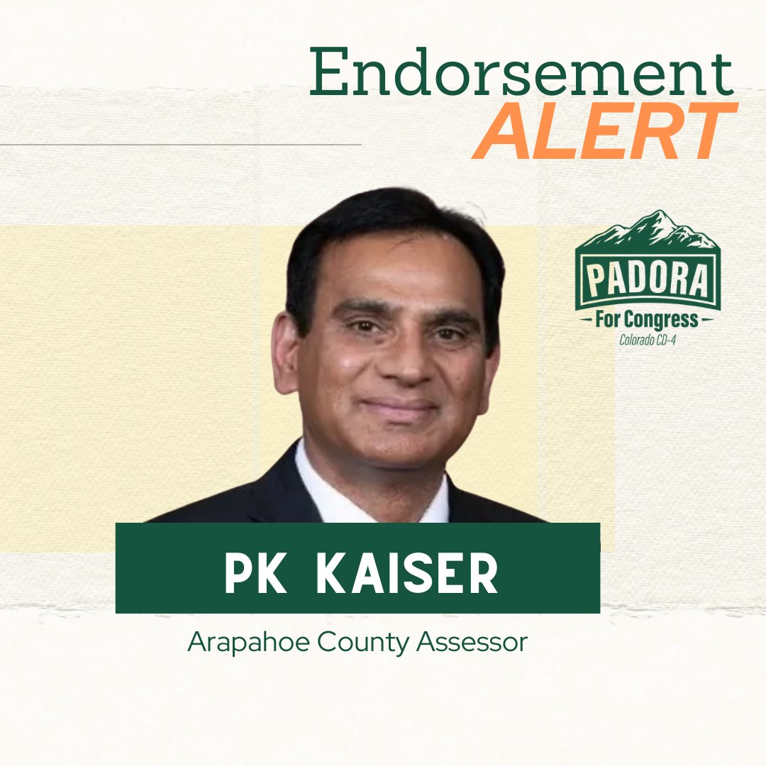 Thank you so much PK Kaiser for your endorsement! #Copol #Colorado #Padora4Congress