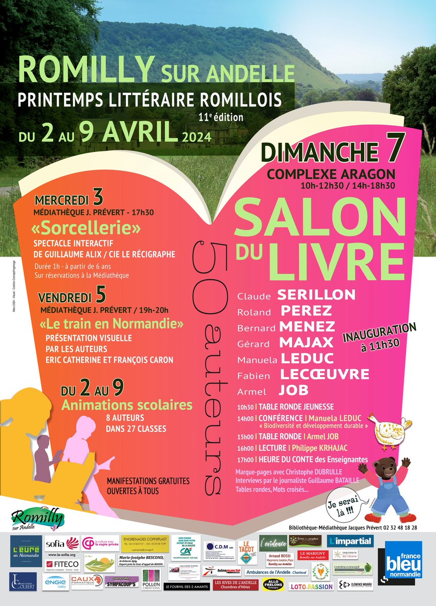 Yep ! Yep ! Place à l'excellent printemps littéraire de Romilly-sur-Andelle (27) demain dimanche, orchestré de main de maître par Catherine Corroyer et son équipe de choc ! Je me réjouis du retour de cette manifestation toujours conviviale et réussie.