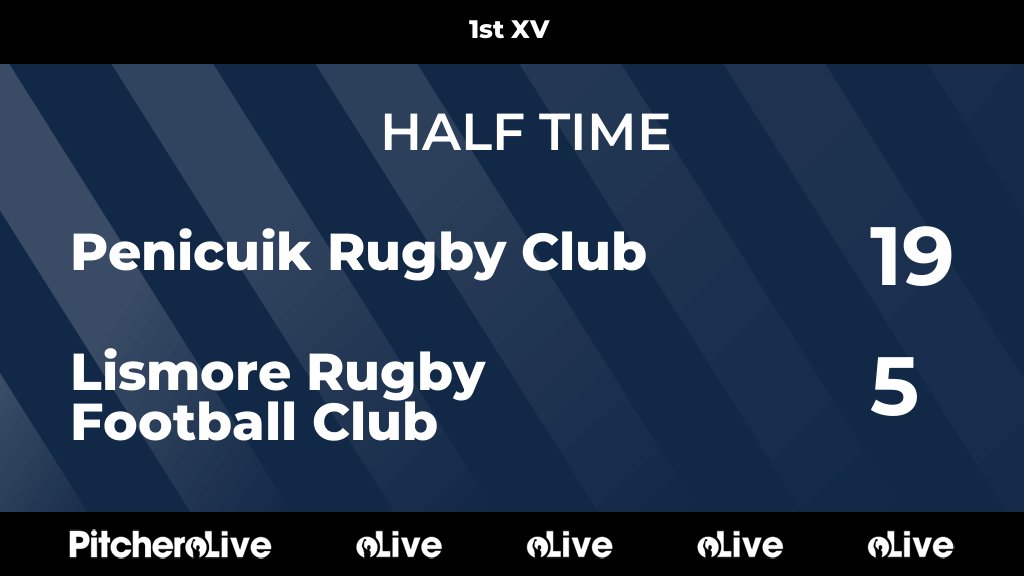 HALF TIME: Penicuik Rugby Club 19 - 5 Lismore Rugby Football Club #PENLIS #Pitchero pitchero.com/clubs/lismore/…