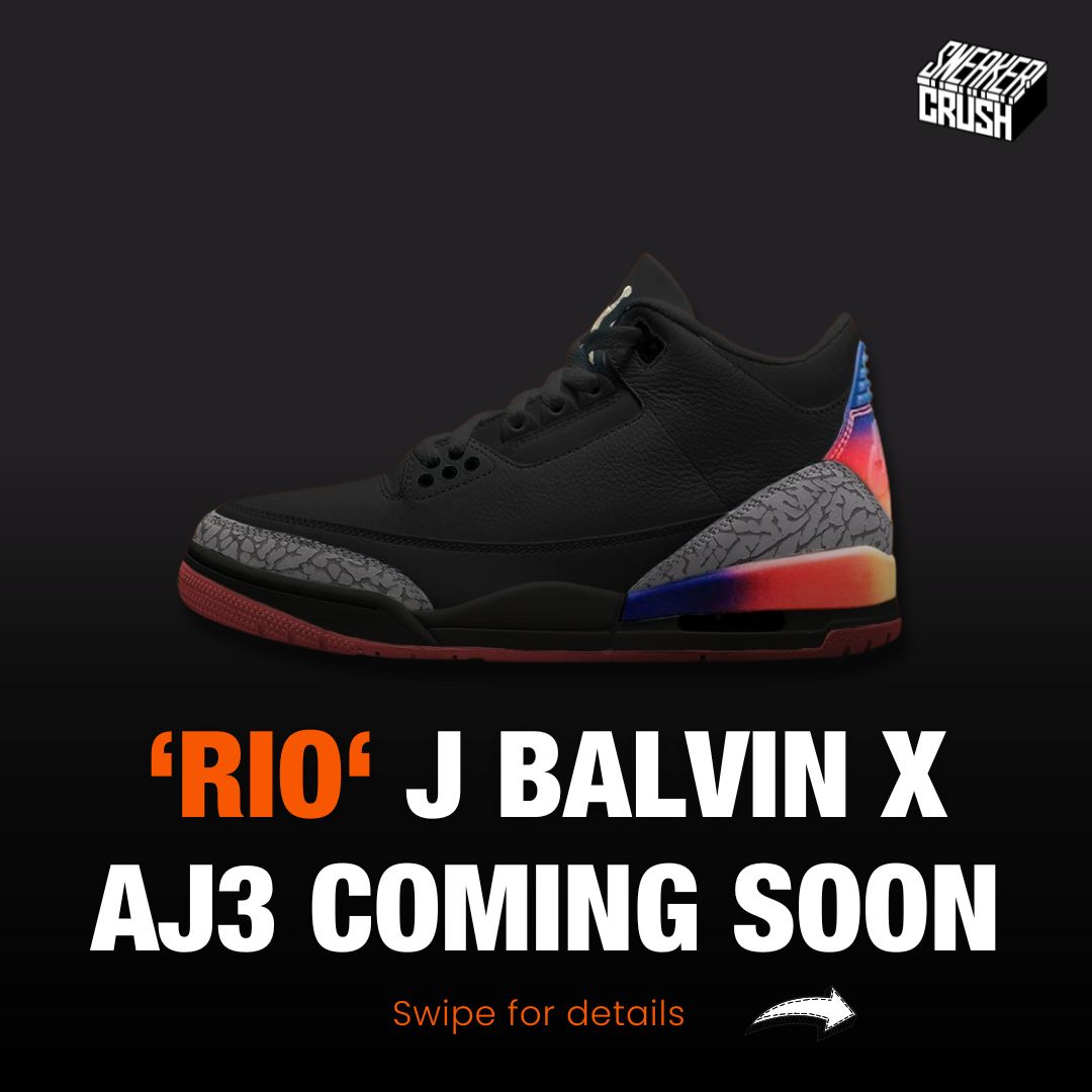 sneakercrush's tweet photo. The ‘Rio’ J Balvin x Jordan 3 release May 22

Hit the Link in Bio to Unlock the secrets to copping the hottest sneakers with our FREE guide https://t.co/im8MsKHnNH