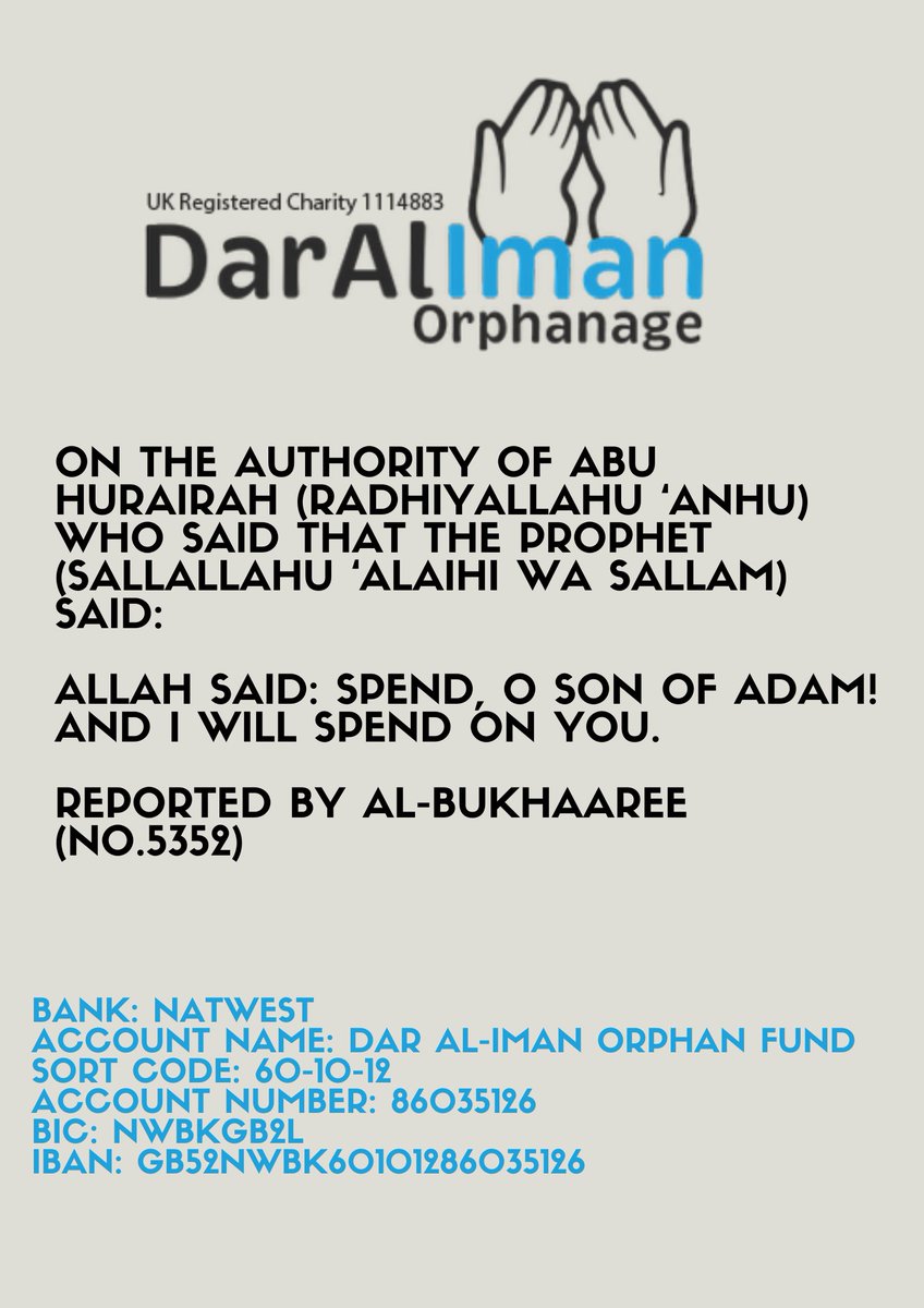 Dar_Al_Iman's tweet photo. Please donate generously in what is left of this blessed month of Ramadan. https://t.co/MZP9TYlwxH