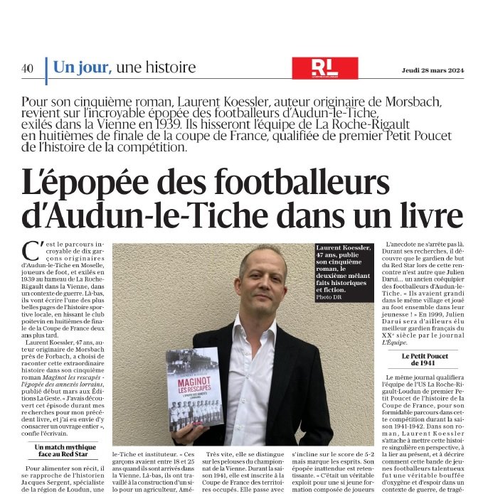 noircisseurs's tweet photo. Récent article Républicain Lorrain sur mon dernier ouvrage "Maginot les rescapés"
Merci Gaëlle Krähenbühl pour cette belle exposition.
#Maginot les rescapés #Récit historique#Laurent Koessler#Geste édition#Occupation#Lorraine#Vienne#Petit Poucet#Coupe de France#Football https://t.co/iXzJrpTRgA