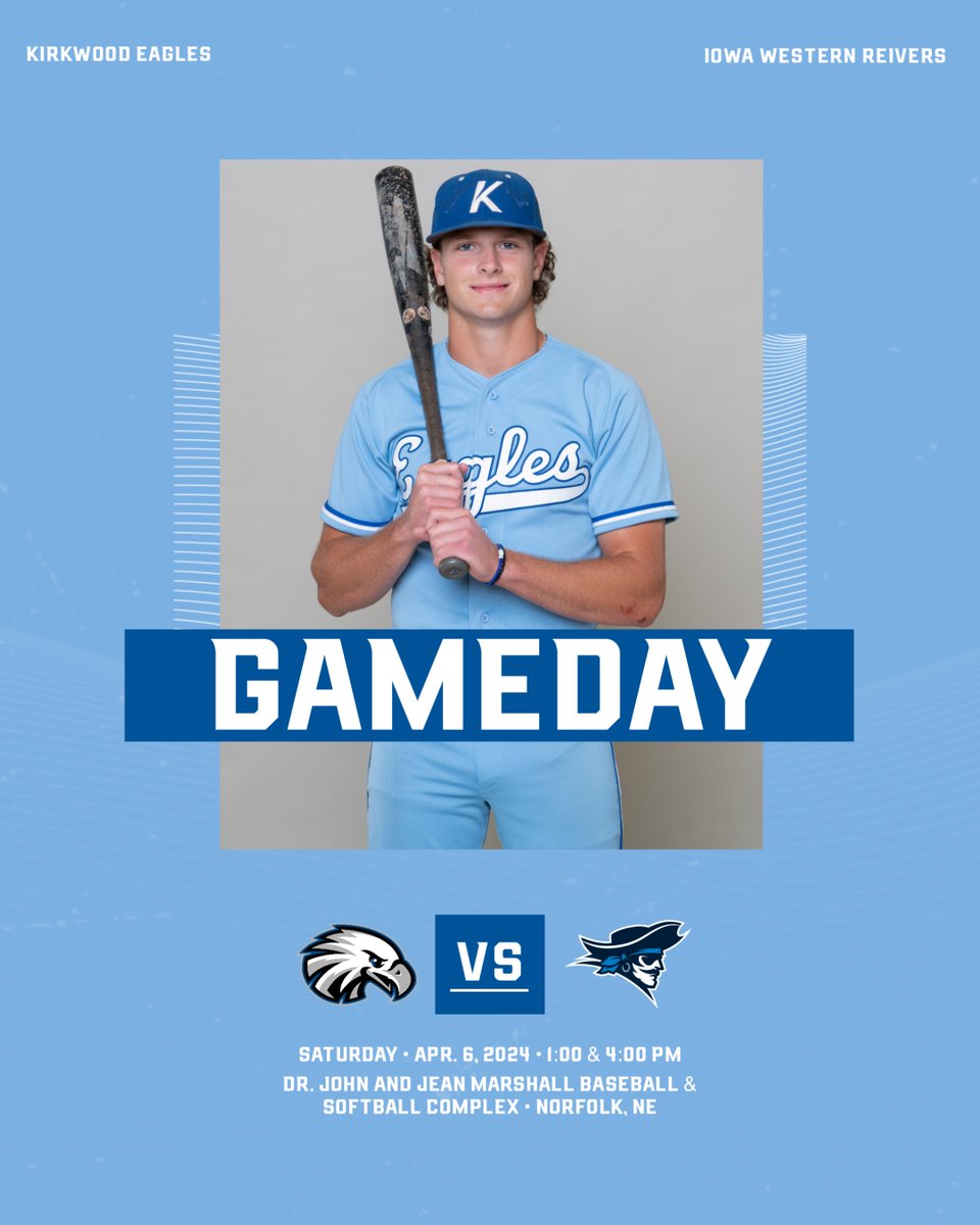 ＢＡＳＥＢＡＬＬ 🆚 #3 Iowa Western (29-5, 12-0 ICCAC) 🕑 1:00 PM & 4:00 PM 📍 Dr. John and Jean Marshall Baseball & Softball Complex | Council Bluffs, IA 💻 tinyurl.com/yc5y27rc 📊 rb.gy/9s8fz5 #GoEagles🦅⚾️ | @KCC_BSB