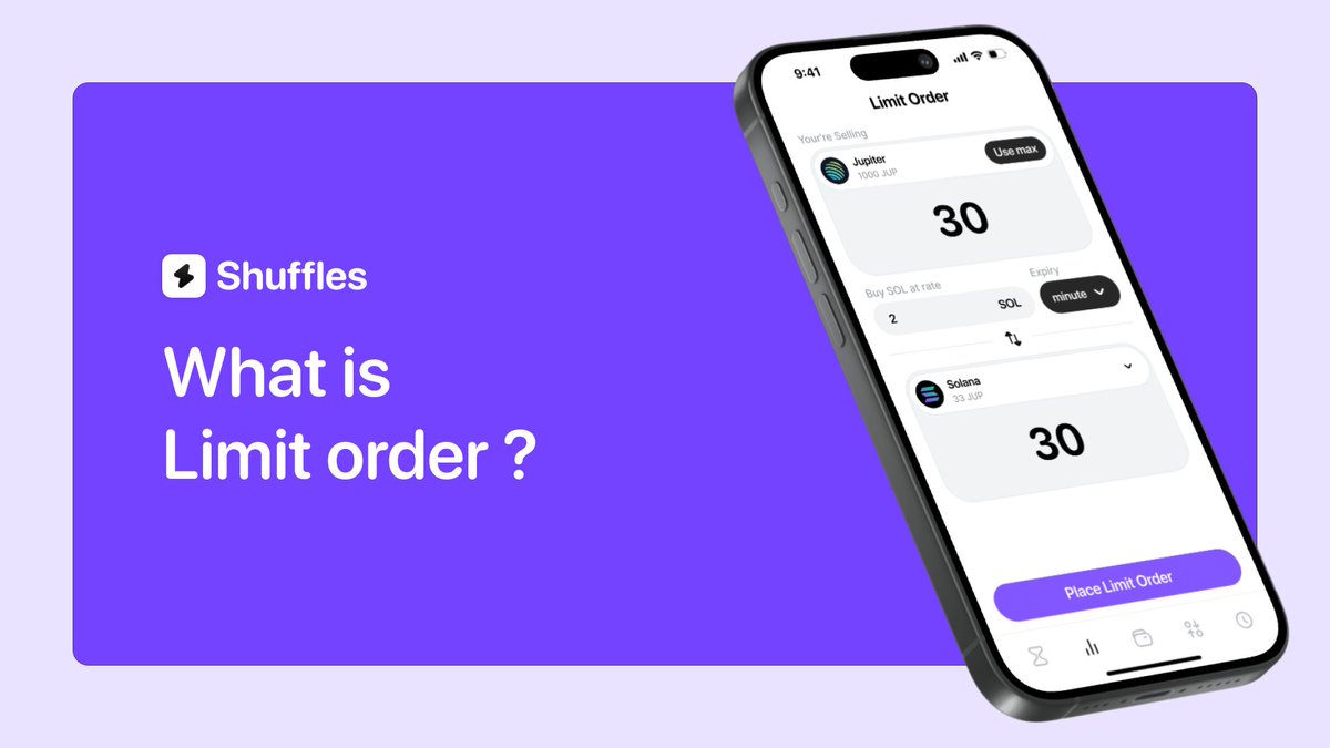 What is Limit Order ? Limit orders in crypto allow you to set specific prices for buying or selling assets, giving you more control over your trades. With Shuffles, easily place limit orders on the go, ensuring you never miss out on favorable market conditions.