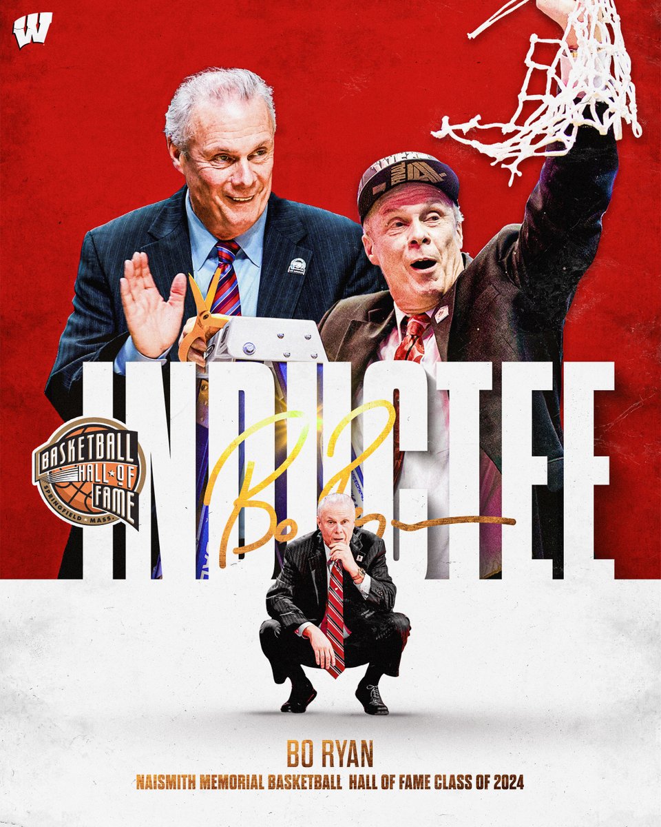 Bo Ryan will forever take his place alongside the greatest names in basketball 👏 Congratulations to Coach Ryan on being selected by the Naismith Memorial Basketball Hall of Fame as a member of its Class of 2024! INFO | 📰 go.wisc.edu/vdprfm