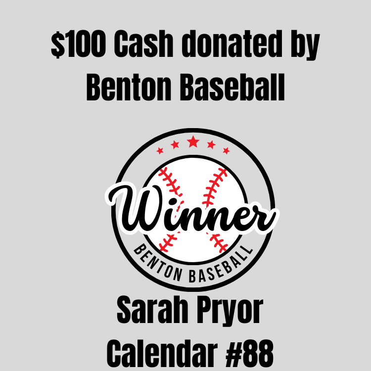 btownbaseball1's tweet photo. Today's Winner of $100 Cash donated by the Benton Baseball program is Sarah Pryor. Congratulations Sarah! https://t.co/4xGbRvin5d
