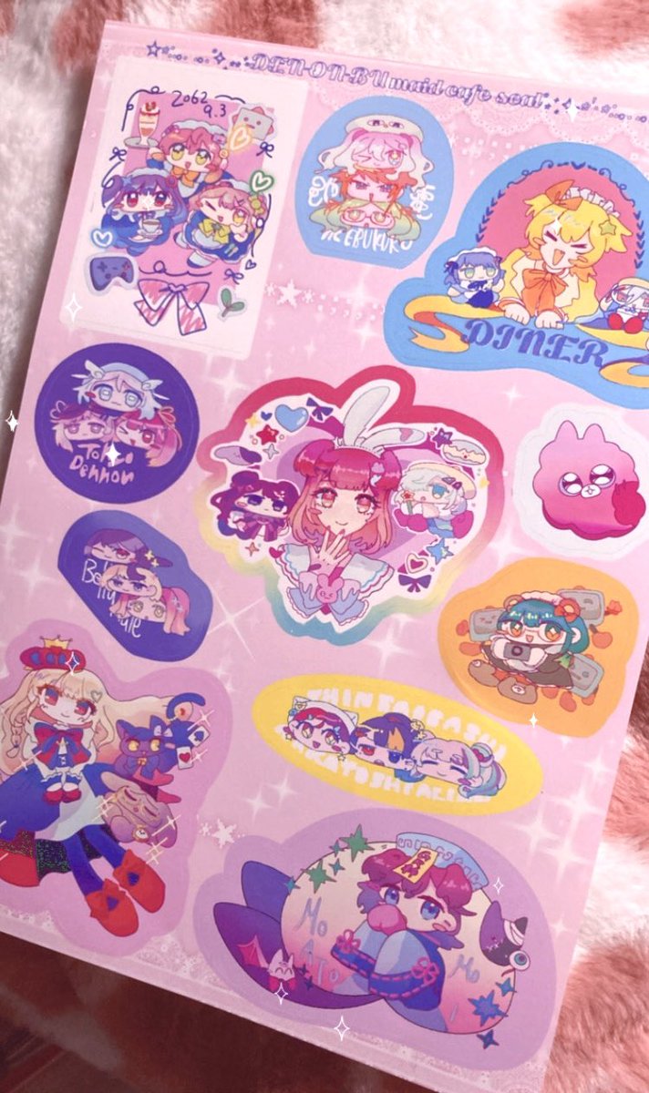 #MyCUE !20番たのしいシール屋さんのお品書きとハーフカットシールの現物になります〜色紙もあります！きてね！
#MyCUEお品書き