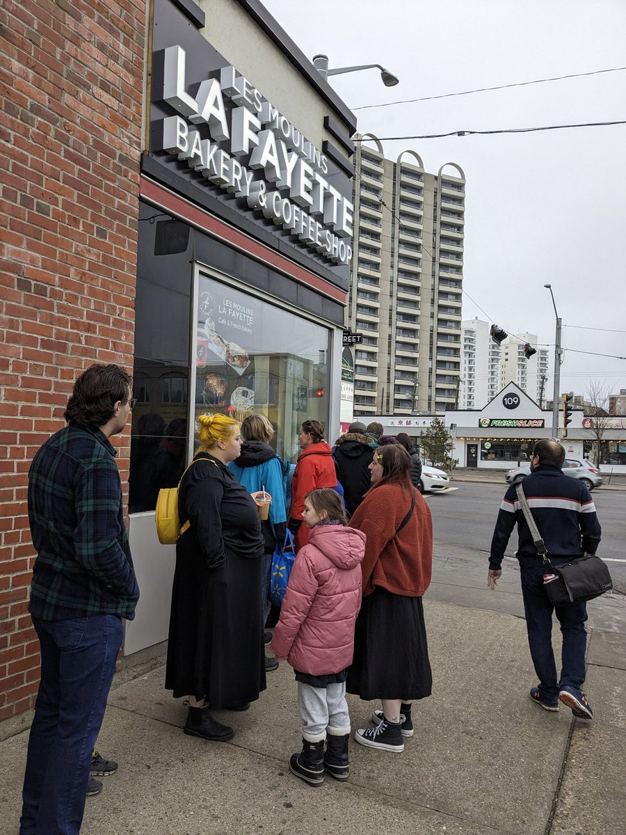 Saturday morning cartoons at @themetrocinema is lined up around the block! So many cute kids in PJs 💖 #yeglife