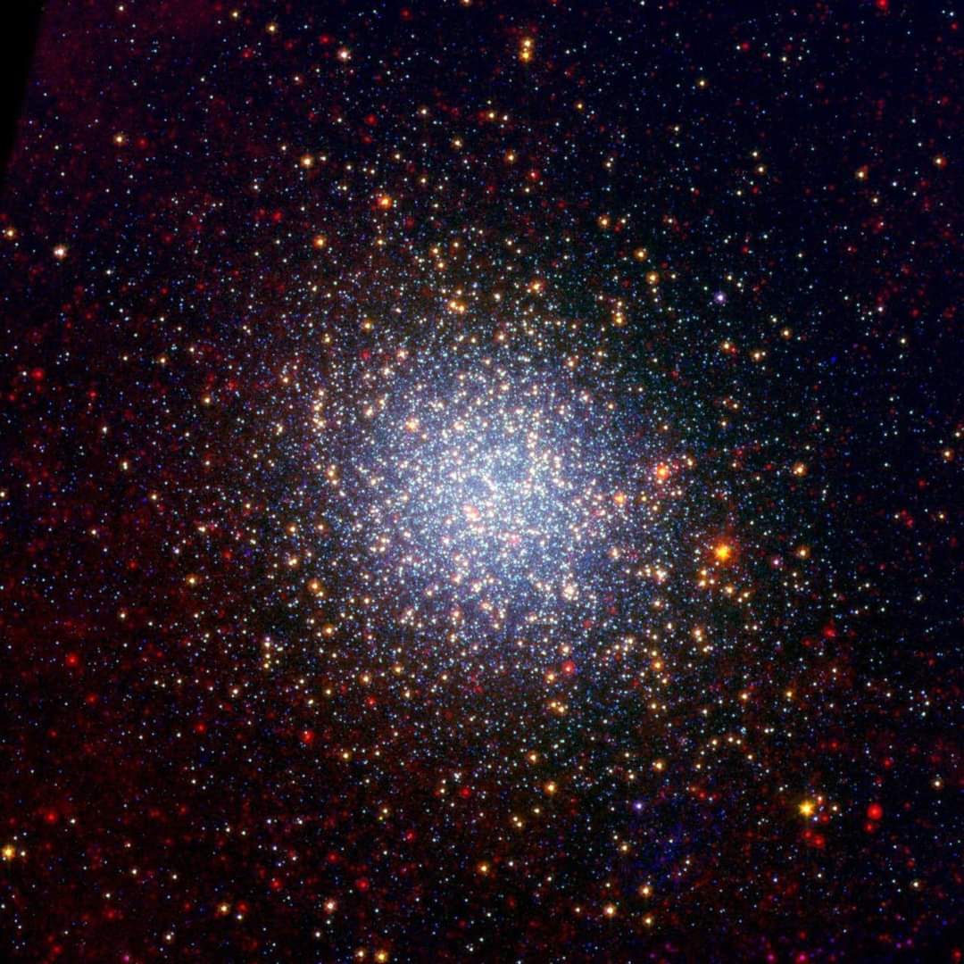Omega Centauri brimming with millions of stars glistens like an iridescent opal. The sparkling orb of stars is like a miniature galaxy. It is d biggest & brightest of d 150 similar objects, called globular clusters, that orbit around d outside of our Milky Way galaxy. #astronomy