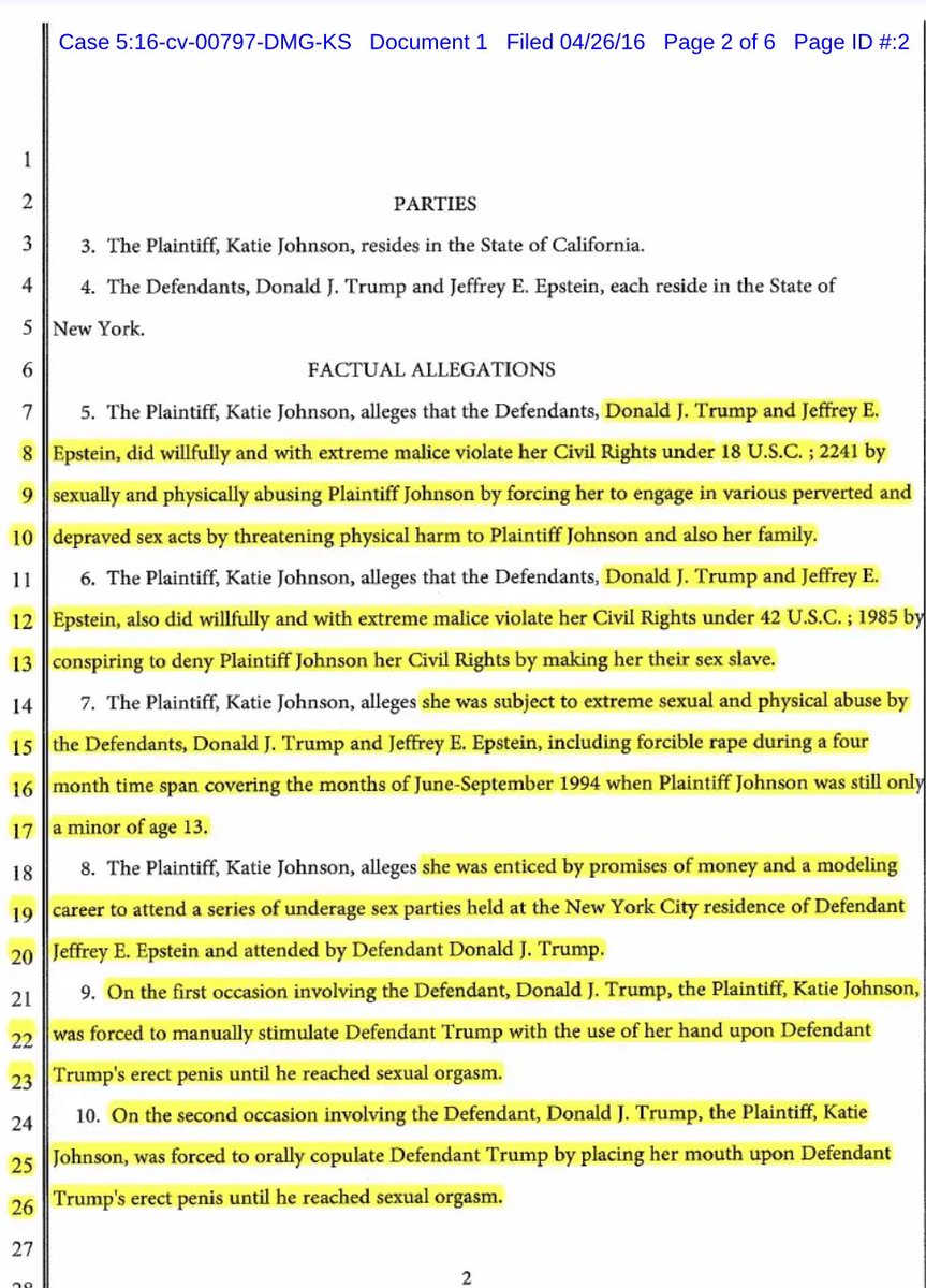 Read the full rape complaint against Trump filed by a 13-year old girl. scribd.com/document/33750…