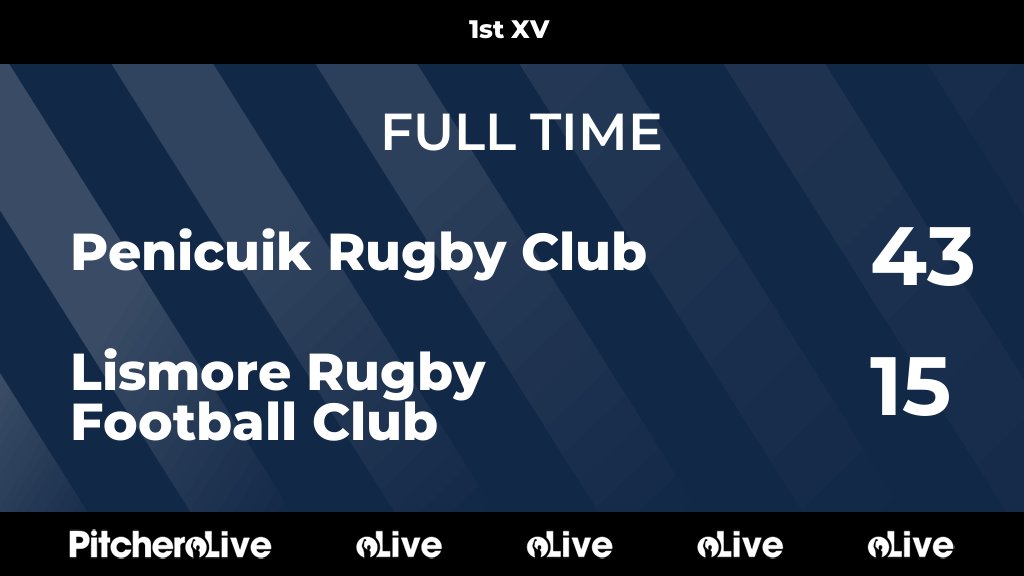 FULL TIME: Penicuik Rugby Club 43 - 15 Lismore Rugby Football Club #PENLIS #Pitchero pitchero.com/clubs/lismore/…
