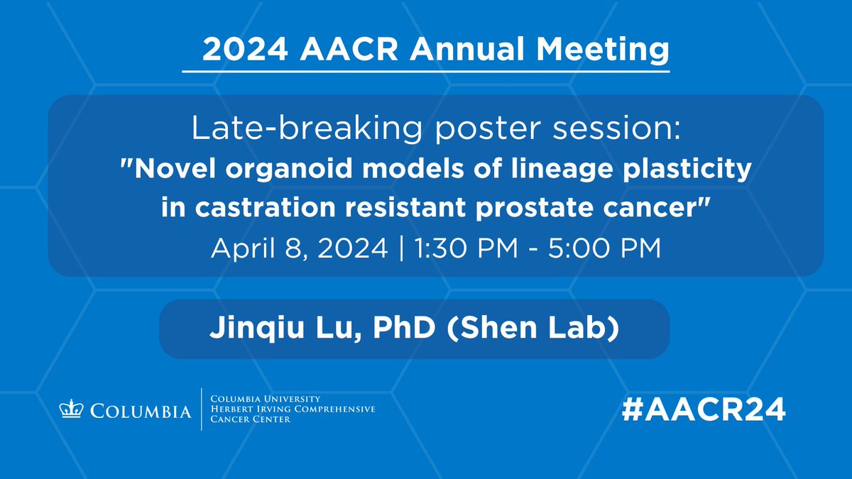 🚨LATE-BREAKING RESEARCH🚨 A potential new therapeutic avenue for CRPC-NE, a subtype of metastatic castration-resistant prostate cancer, from the Shen lab (@MichaelMShen) tomorrow at #AACR2024.