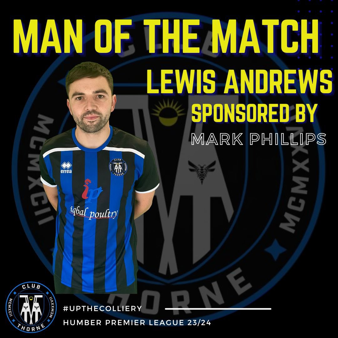 Todays Man Of The Match was awarded to Lewis Andrews🏆

#manofthematch 
#colliery #clubthorne #upthecolliery #clubthorneacademy #thorne #moorends #doncasterisgreat #doncaster