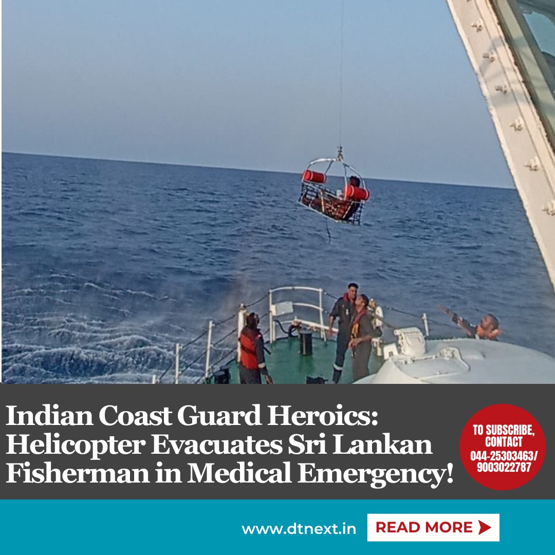 In a daring rescue operation, an 
#IndianCoastGuard helicopter airlifted a #SriLankanfisherman suffering from a heart condition after his boat drifted into Indian waters due to engine failure. The timely action saved a life at sea.

#RescueOperation #Helicopter #Helicopterrescue