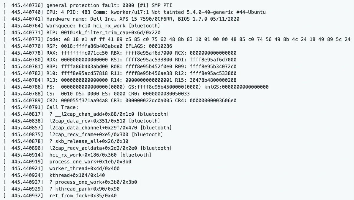 A few years old but still a very well written writeup by @theflow0 on zero click RCE vulnerabilities in Linux bluetooth stack (BleedingTooth) google.github.io/security-resea… #bluetooth