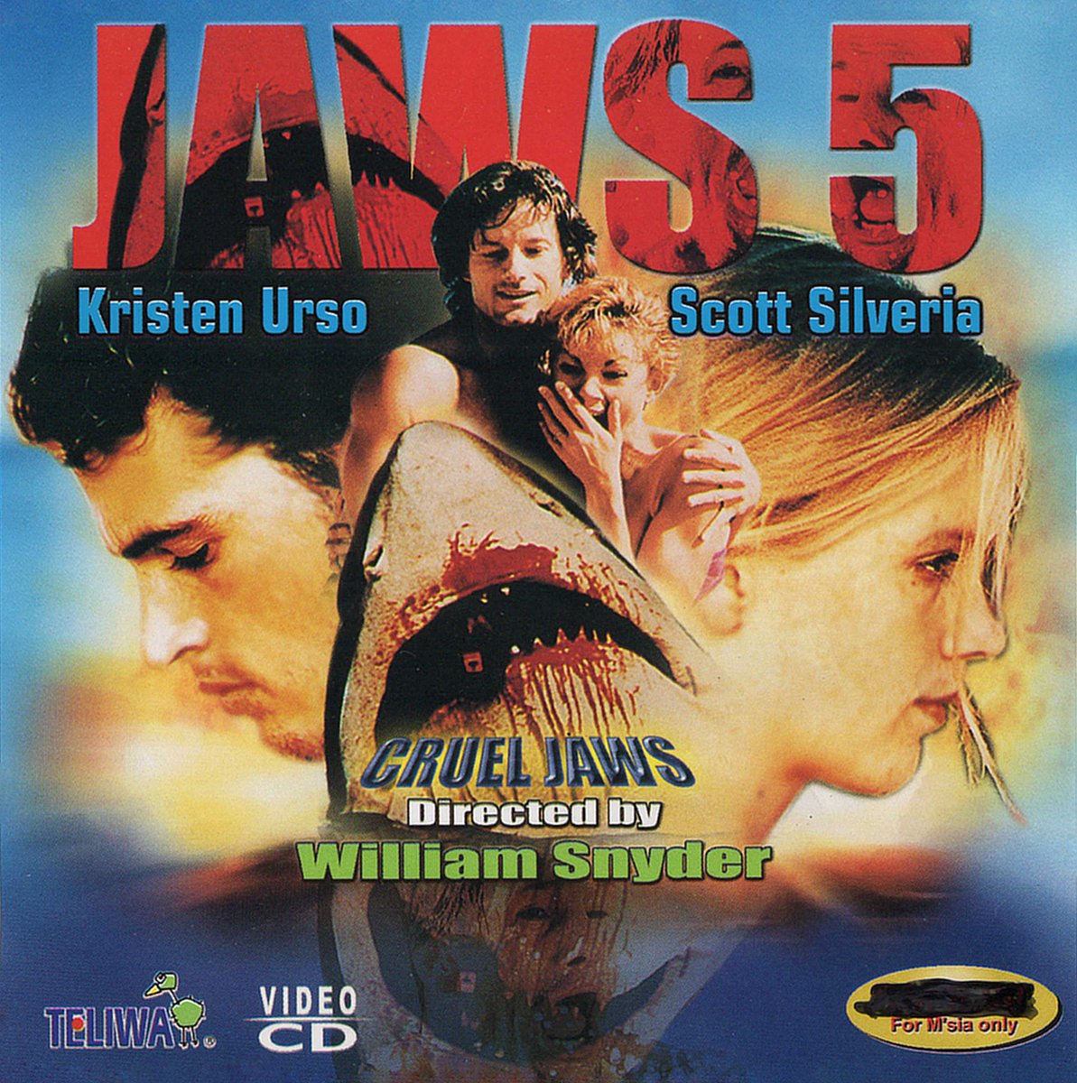 Malaysian VCD artwork, under the bold title of JAWS 5: CRUEL JAWS.