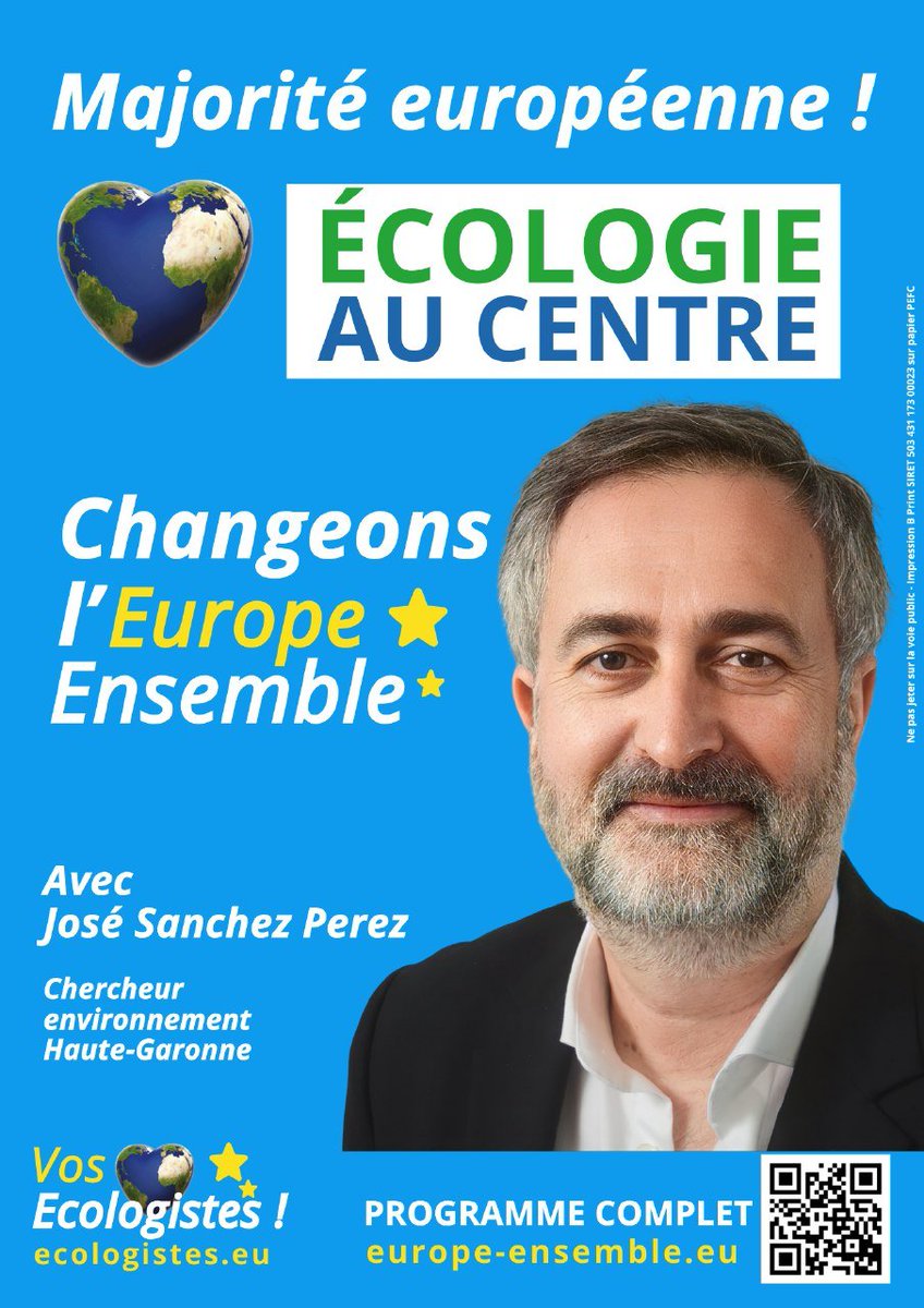 Fier de faire partie de la liste Écologie au Centre. Changeons l'Europe Ensemble!!