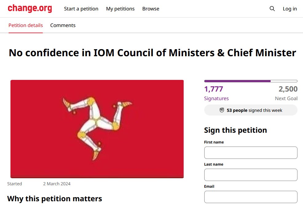 'No Confidence' petition - weekend update 1,777 signatures #isleofman