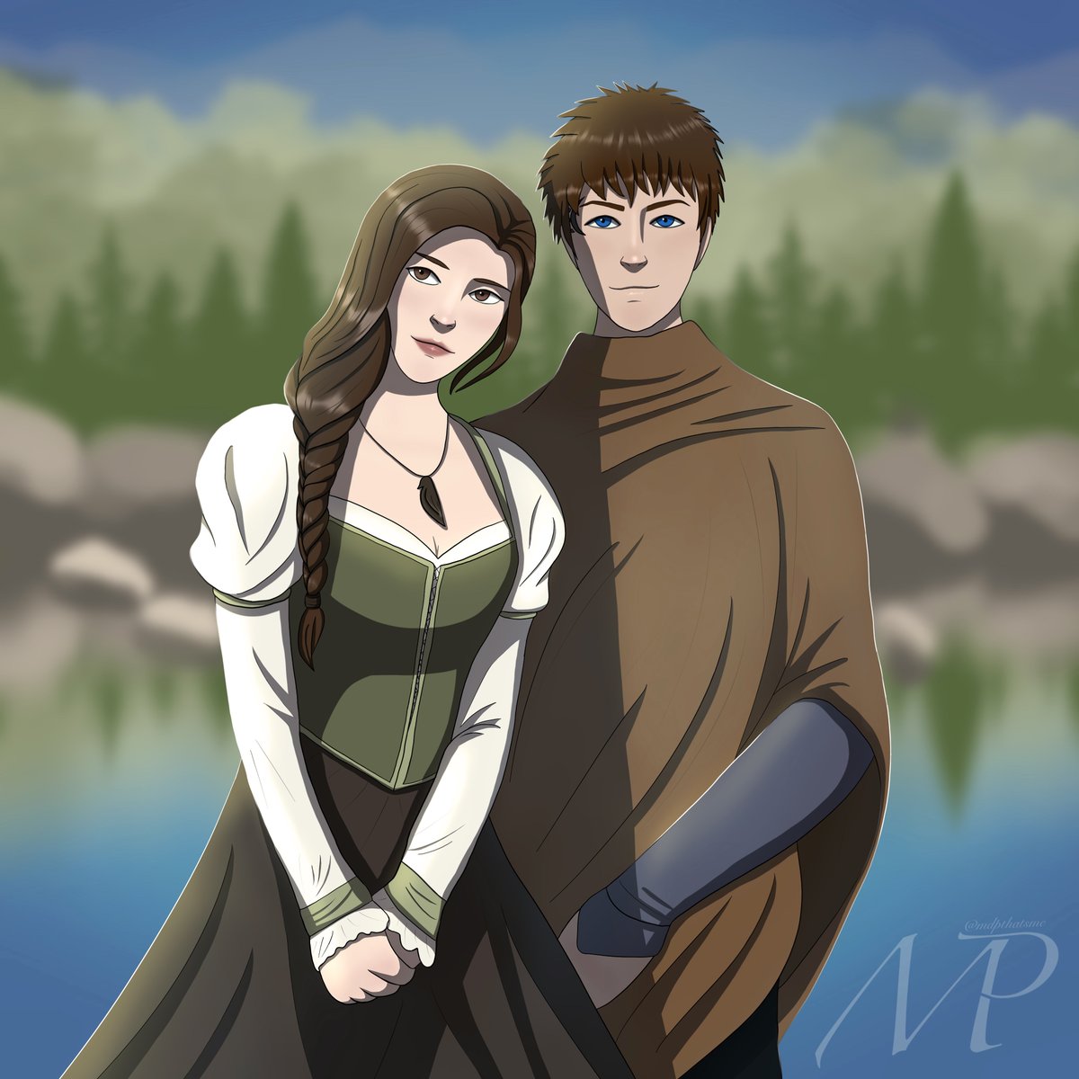 Fanart of Elizabeth and Matt from Embers of Fate (The Fires of Treason Book 2) by @MicheleQuirke.