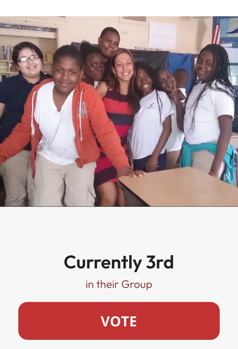 americasfavteacher.org/2024/marie-gib…

I’m in 3rd place in my group! Round 2 is 5 more days! Thank you all for your support! Please keep voting and sharing! #ittakesavillage #loveyourstudents #LetsGo #americasfavoriteteacher @WhiteHouse @EBROINTHEAM @teachergoals